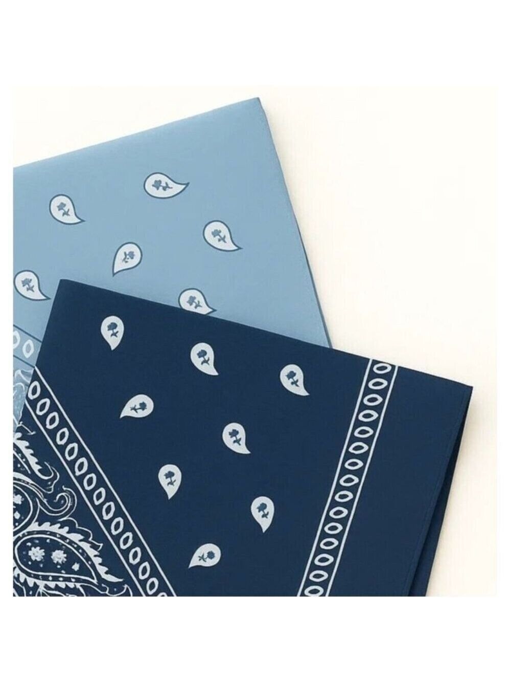 Navy Blue Light Blue Bandana 21x21 Inch Square Western Style Scarf